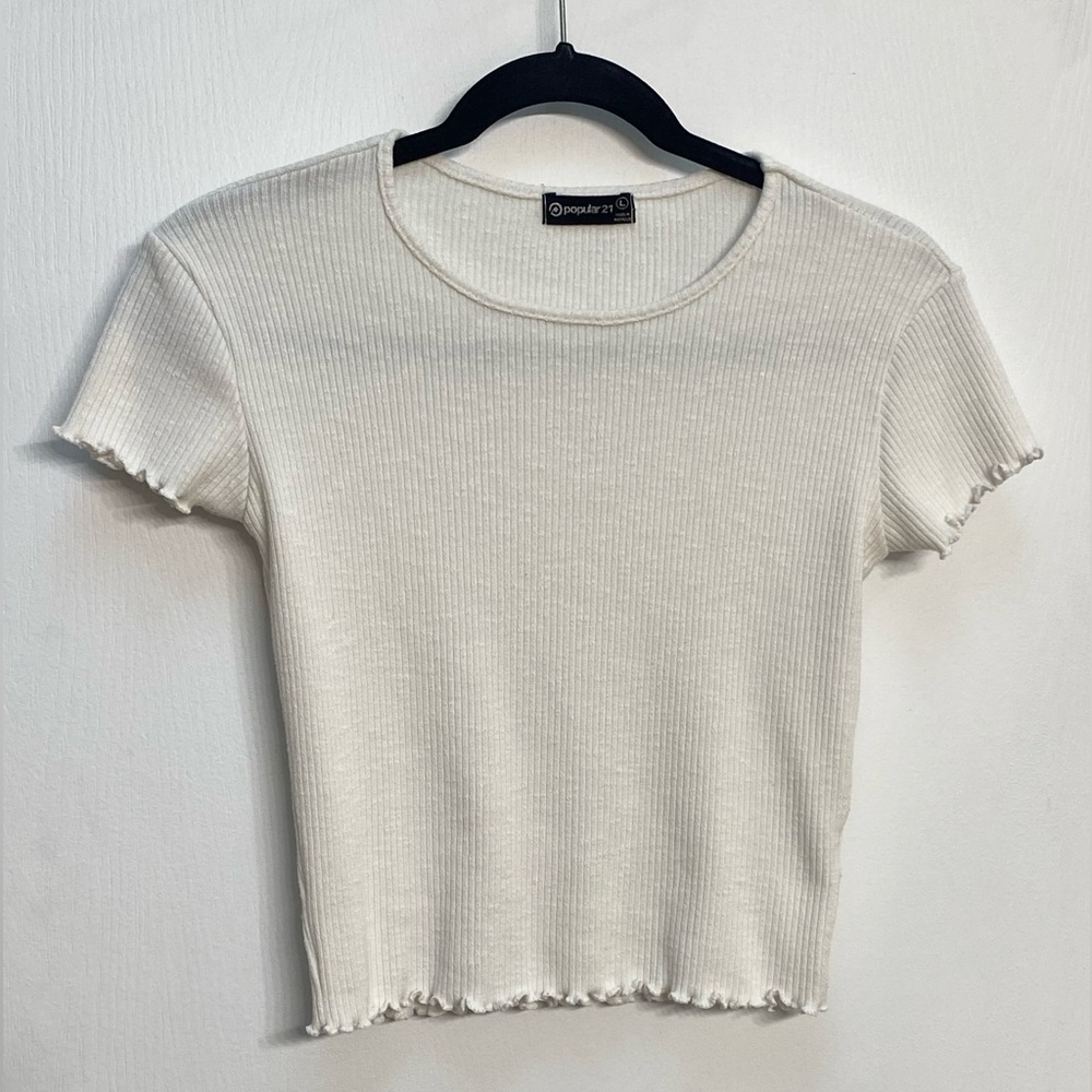Popular 21, Women’s, Juniors, White, Crop Top, Size L